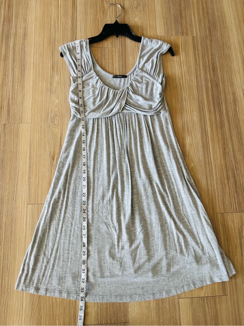 Y2K Soprano Dress Gray Babydoll Empire Waist Scoop Neck Soft Knit M USA Lounge - Picture 6 of 8